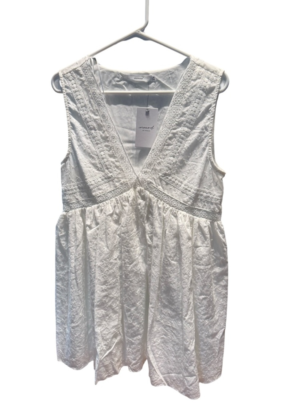 White Eyelet V-Neck Summer Dress